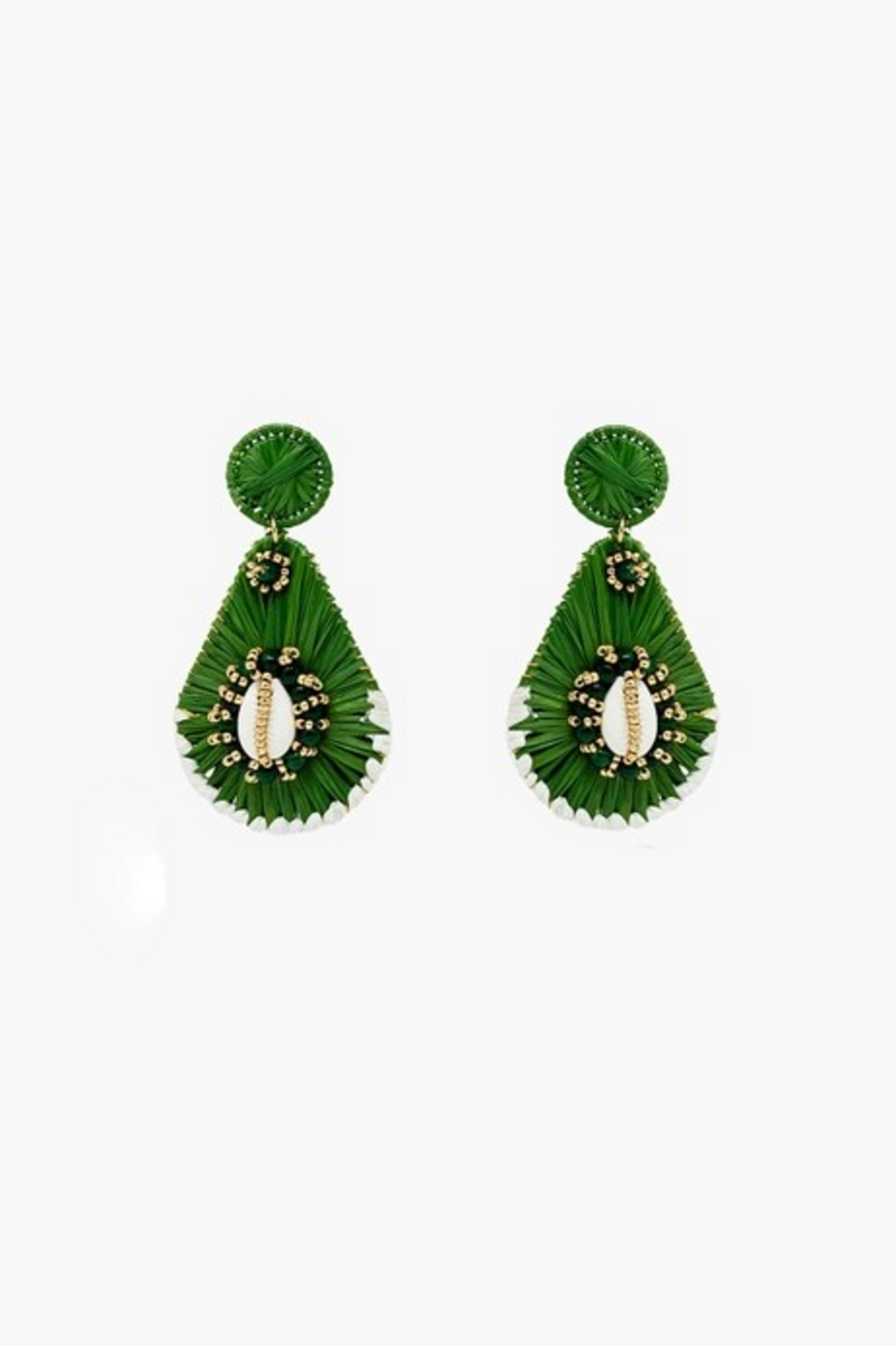 Pendientes verdes en forma de gota de agua con adornos - 3